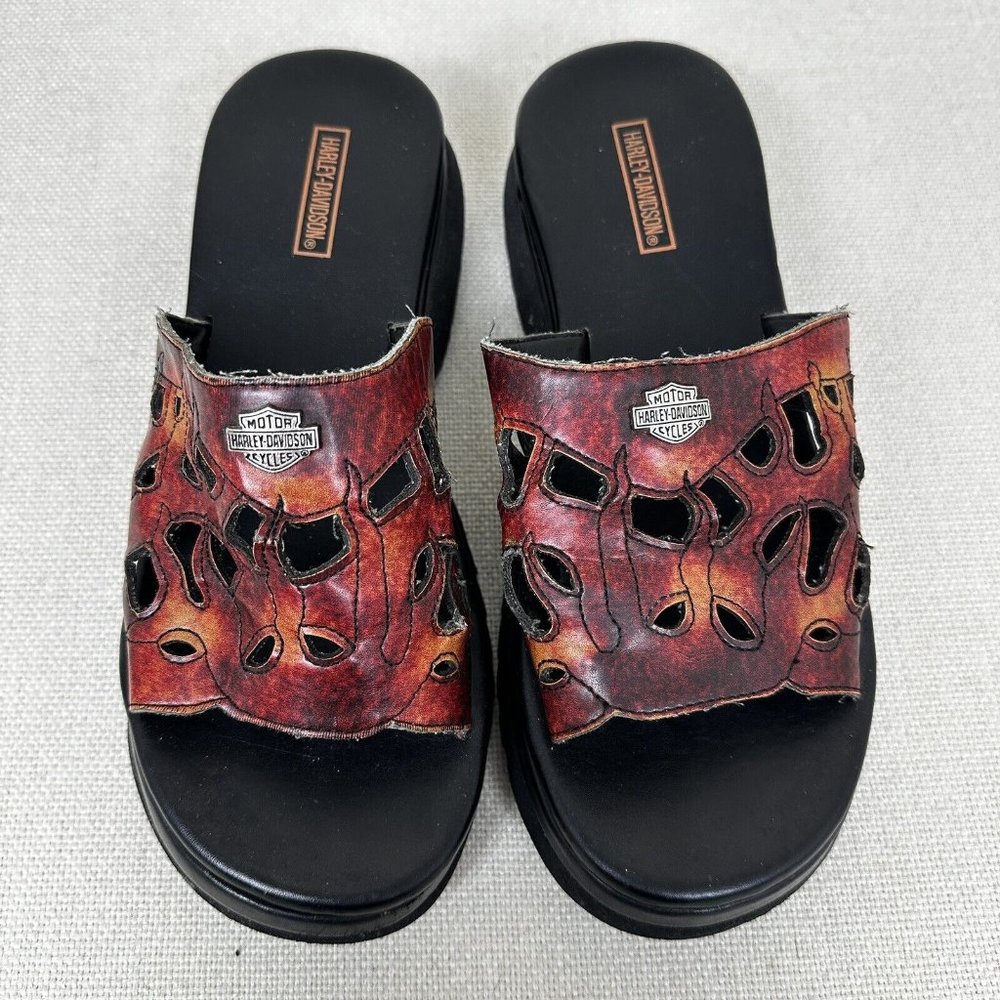 Harley Davidson Womens Sandals Size 8.5 Brown & Black